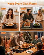 Electric Warming Tray, 3-Pack Modular Glass Food Warming Mat in Black&gloden, alternate view 6