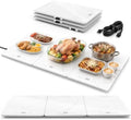 Electric Warming Tray - 3-Panel Food Warmers for Parties Buffet Marble in Marble & Silver