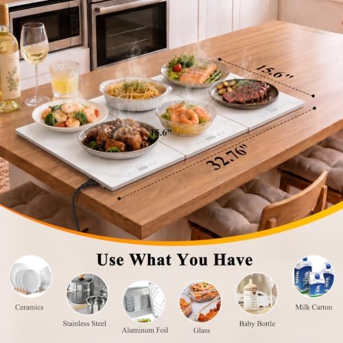 Electric Warming Tray - 3-Panel Food Warmers for Parties Buffet Marble in Marble & Silver, alternate view 2