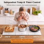 Electric Warming Tray - 3-Panel Food Warmers for Parties Buffet Marble in Marble & Silver, alternate view 4