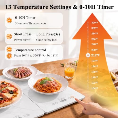 Electric Warming Tray - 3-Panel Food Warmers for Parties Buffet Marble in Marble & Silver, alternate view 5