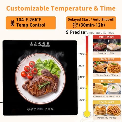 Electric Warming Tray, 3-Panel Modular Glass Food Warmer for Buffet Parties, alternate view 2