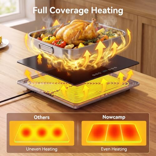 Electric Warming Tray, 3-Panel Modular Glass Food Warmer for Buffet Parties, alternate view 3