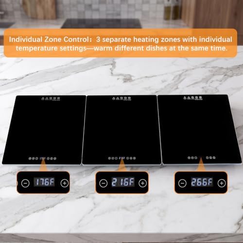 Electric Warming Tray, 3-Panel Modular Glass Food Warmer for Buffet Parties, alternate view 4