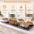 Electric Warming Tray, 3-Panel Modular Glass Food Warmer for Buffet Parties, alternate view 6