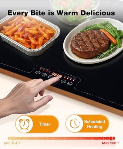Electric Warming Tray (32''×18''), Temperature Control Food Warmers for Buffets Party with Touch-Sensitive, alternate view 3