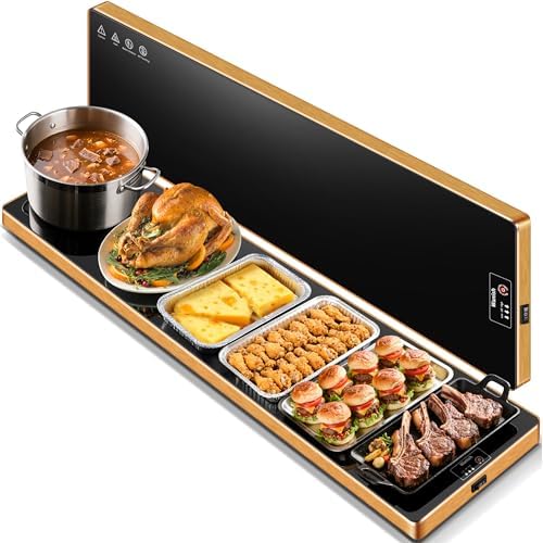 Electric Warming Tray, Extralong 59"x12", Tempered Glass Warming Mat for Food