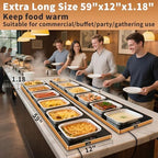 Electric Warming Tray, Extralong 59"x12", Tempered Glass Warming Mat for Food, alternate view 2