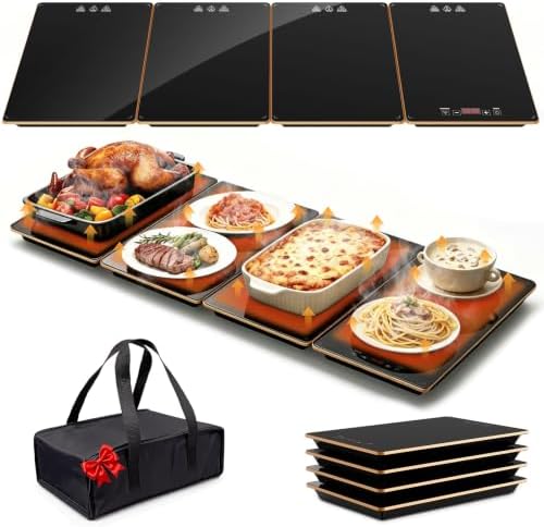 Electric Warming Tray Fast Heating, 4-in-1 Food Warmer for Buffets