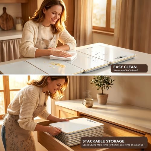 Electric Warming Tray for Buffet Party: 8 in 1 White Food Warmer Glass Top, alternate view 6
