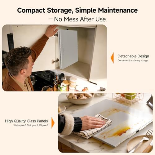 Electric Warming Tray with Independent Temp Control, 31"x15" Glass Surface Warming Mat for Food, 10 Temp, alternate view 4