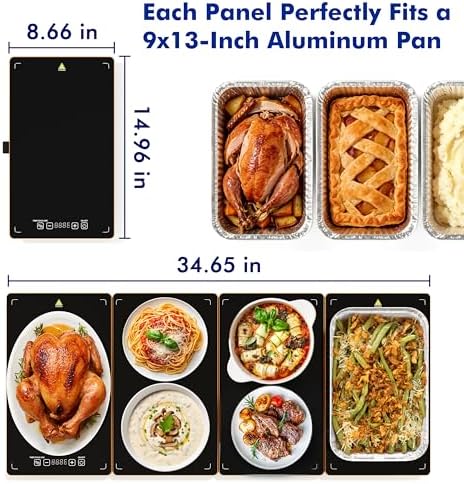 Electric Warming Trays for Buffets Party - 35 x 15 inches Food Warmers with Precise Temperature Control, alternate view 2