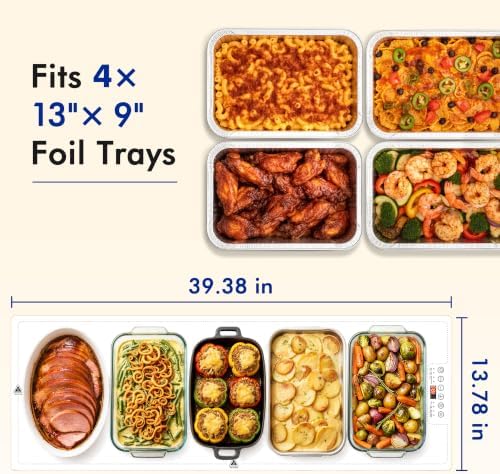 Electric Warming Trays for Buffets Party - 40x14 Inch Food Warmers, Buffet Servers and Warmers - Extra Large Hot, alternate