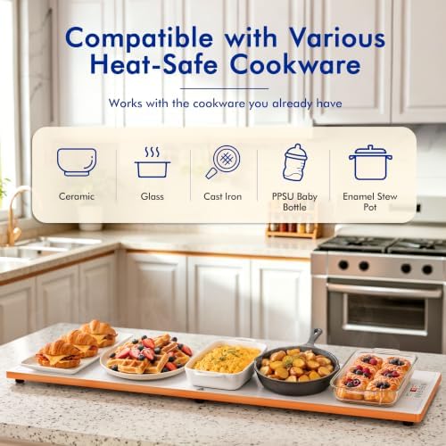 Electric Warming Trays for Buffets Party - 40x14 Inch Food Warmers, Buffet Servers and Warmers - Extra Large Hot, alternate