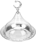 Electroplating Metal Storage Tray with Clear Dome Lid 8 Inch Silver Serving Platter for Food Display and Cheese