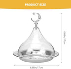 Electroplating Metal Storage Tray with Clear Dome Lid 8 Inch Silver Serving Platter for Food Display and Cheese, alternate