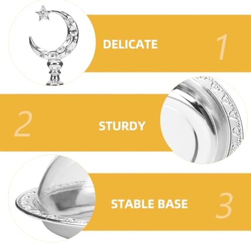 Electroplating Metal Storage Tray with Clear Dome Lid 8 Inch Silver Serving Platter for Food Display and Cheese, alternate