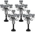 Elegant 5-Head Candelabra Centerpiece with Crystal Pendants - 23 Inch Tall Table Centerpiece for Weddings