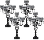 Elegant 5-Head Candelabra Centerpiece with Crystal Pendants - 23 Inch Tall Table Centerpiece for Weddings