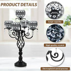 Elegant 5-Head Candelabra Centerpiece with Crystal Pendants - 23 Inch Tall Table Centerpiece for Weddings, alternate view 4