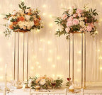 Elegant Geometric Flower Gold Vases - 31.5" Tall Gold Flower Stands for Tables, Set of 10 Metal Column Vases for, alternate