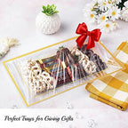 Elegant Plastic Serving Tray & Platter Set (3pk)-Clear & Gold Rim Disposable Serving Trays & Platters for Food, alternate