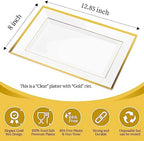 Elegant Plastic Serving Tray & Platter Set (3pk)-Clear & Gold Rim Disposable Serving Trays & Platters for Food, alternate