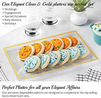 Elegant Plastic Serving Tray & Platter Set (3pk)-Clear & Gold Rim Disposable Serving Trays & Platters for Food, alternate
