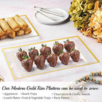 Elegant Plastic Serving Tray & Platter Set (3pk)-Clear & Gold Rim Disposable Serving Trays & Platters for Food, alternate