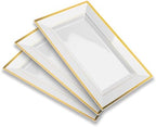 Elegant Plastic Serving Tray & Platter Set (3pk)-White & Gold Rim Disposable Serving Trays & Platters for Food