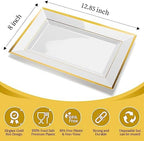 Elegant Plastic Serving Tray & Platter Set (3pk)-White & Gold Rim Disposable Serving Trays & Platters for Food, alternate