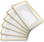 Elegant Plastic Serving Tray & Platter Set (6pk) - White & Gold Rim Disposable Serving Trays & Platters for Food