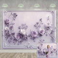 Elegant Purple Flower Wall Backdrop 10x8ft Vinyl Wedding Backdrop Classic Gypsum Wall Pattern Decor Interior