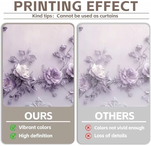Elegant Purple Flower Wall Backdrop 10x8ft Vinyl Wedding Backdrop Classic Gypsum Wall Pattern Decor Interior, alternate view