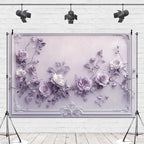 Elegant Purple Flower Wall Backdrop 10x8ft Vinyl Wedding Backdrop Classic Gypsum Wall Pattern Decor Interior, alternate view
