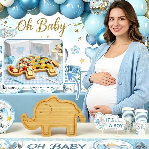 Elephant Charcuterie Board Safari Birthday Baby Shower Decorations Platter in Elephant, alternate view 4