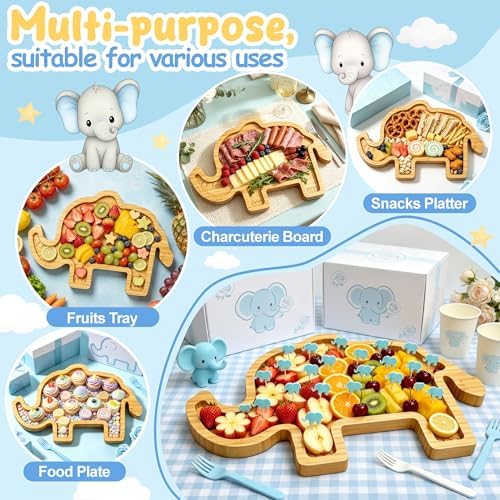 Elephant Charcuterie Board Safari Birthday Baby Shower Decorations Platter in Elephant, alternate view 5