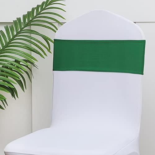 Emerald Green Chair Sashes 50 Pack, Green Chair Bands with Buckles, Hunter Green Chairs Bows for Christmas Party, alternate