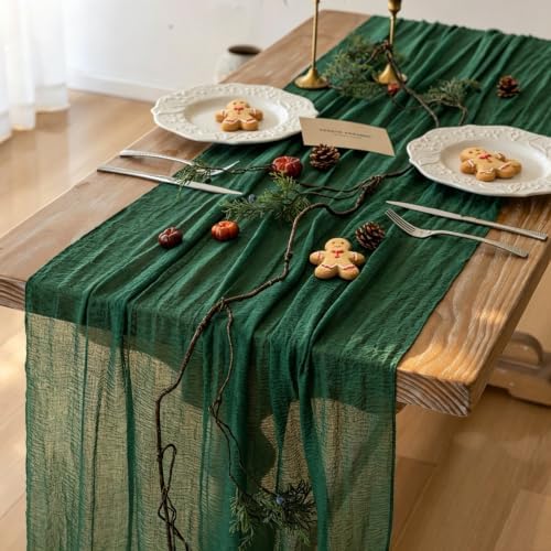 Emerald Green Cheesecloth Table Runner 120 in Fall Christmas Decorations