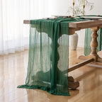 Emerald Green Cheesecloth Table Runner 120 in Fall Christmas Decorations, alternate view 2