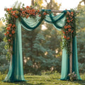 Emerald Green Wedding Arch Draping Fabric 28" x19FT Sheer Curtain Drapes in 28" width x 19Ft length(2 Panels) in