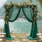 Emerald Green Wedding Arch Draping Fabric 28" x19FT Sheer Curtain Drapes in 28" width x 19Ft length(2 Panels) in, alternate