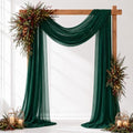 Emerald Green Wedding Arch Draping Fabric Sheer Curtain Drapes 2 Panels | 20ft Extra Long Shimmery Backdrop