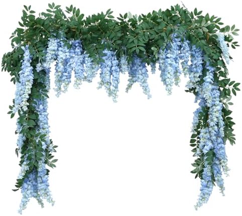 Encrypted Flower Vine Wisteria Artificial Garland Hanging(Blue, 2pcs) in Blue