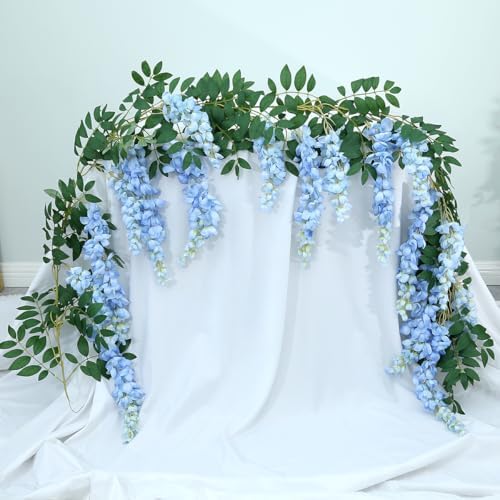 Encrypted Flower Vine Wisteria Artificial Garland Hanging(Blue, 2pcs) in Blue, alternate view 2