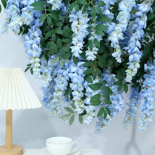 Encrypted Flower Vine Wisteria Artificial Garland Hanging(Blue, 2pcs) in Blue, alternate view 4
