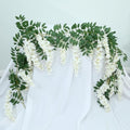 Encrypted Flower Vine Wisteria Artificial Garland Hanging (White, 1pc) in White