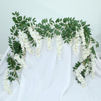 Encrypted Flower Vine Wisteria Artificial Garland Hanging (White, 1pc) in White