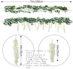 Encrypted Flower Vine Wisteria Artificial Garland Hanging (White, 1pc) in White, alternate view 3