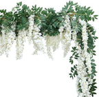Encrypted Flower Vine Wisteria Artificial Garland Hanging (White, 1pc) in White, alternate view 4